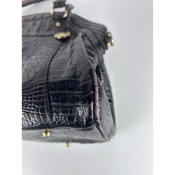Brahmin Louise Black ~ Brown  Croc Embossed Handbag No Shoulder Strap GUC - Picture 14 of 16